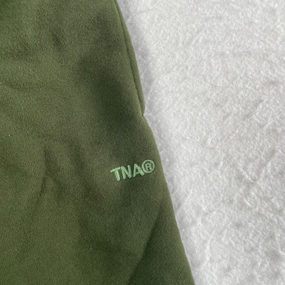 TNA Cozy Fleece Mega Fit Sweatpants Womens XS Green Elastic Waist Joggers